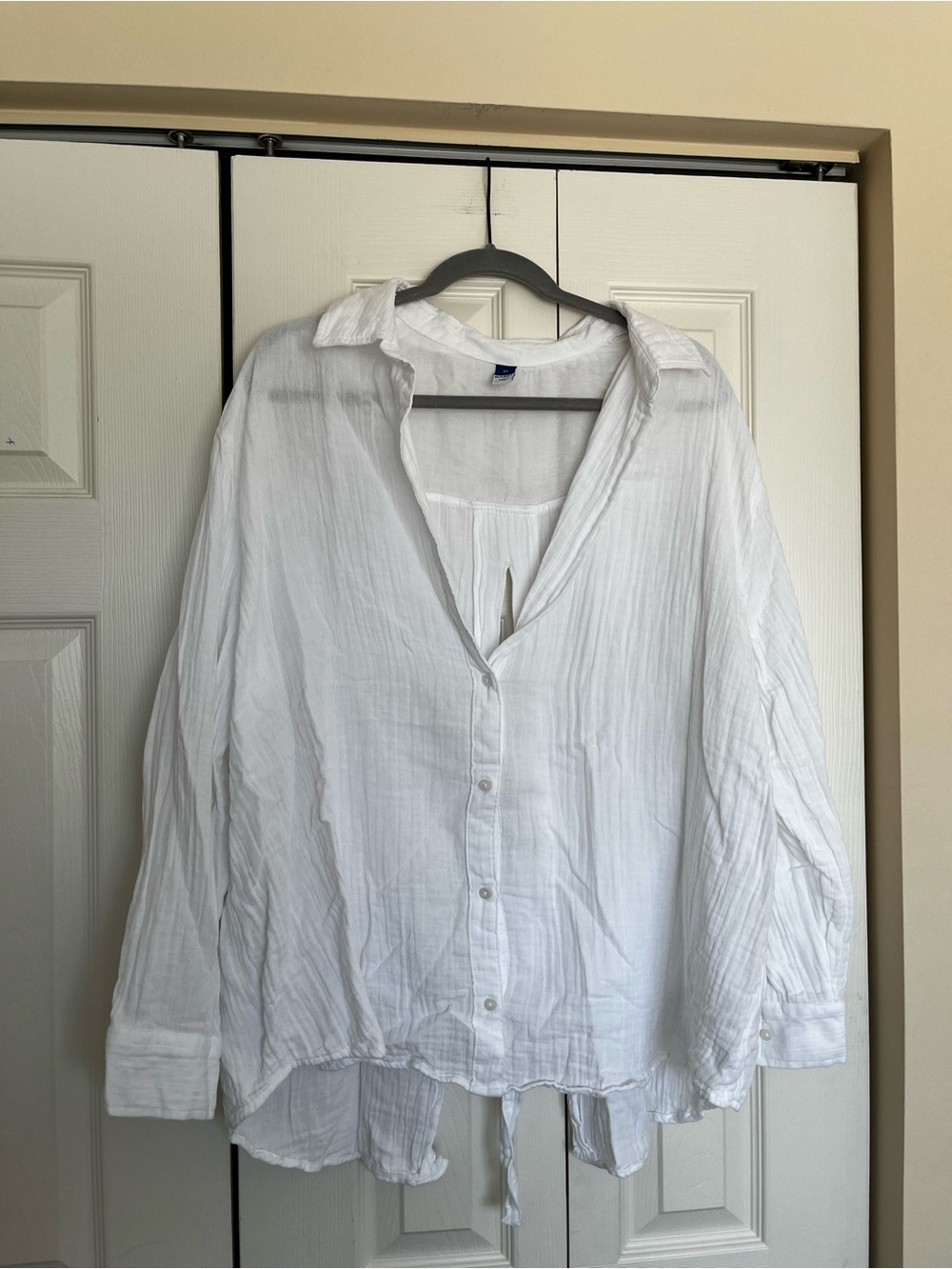 White Women's Button-Front Oversized Cover Up